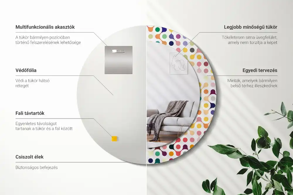 Okroglo stensko okrasno ogledalo Pike pop arta