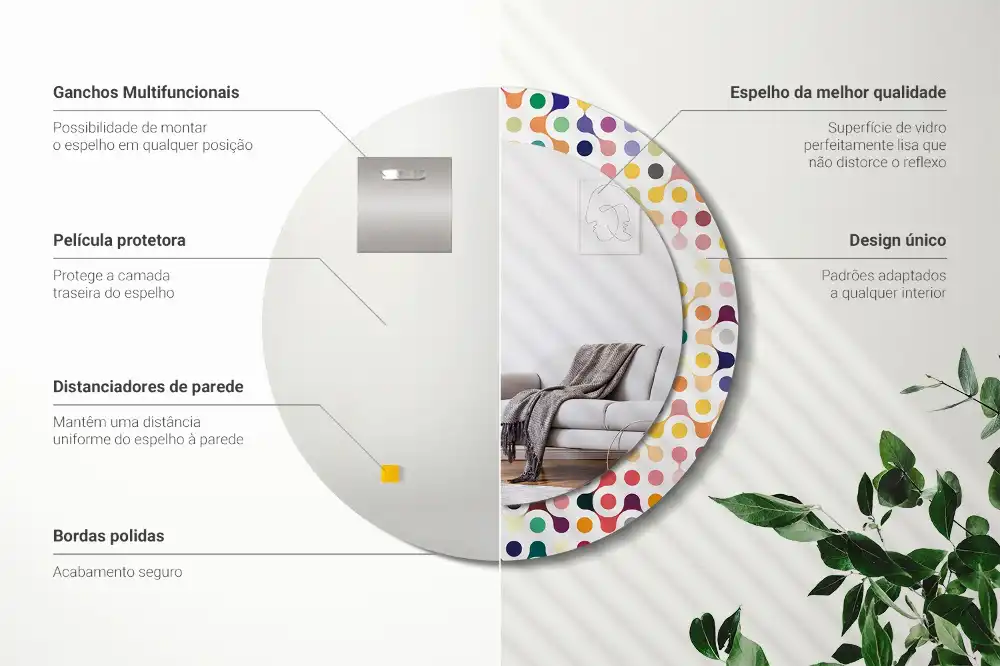 Okroglo stensko okrasno ogledalo Pike pop arta