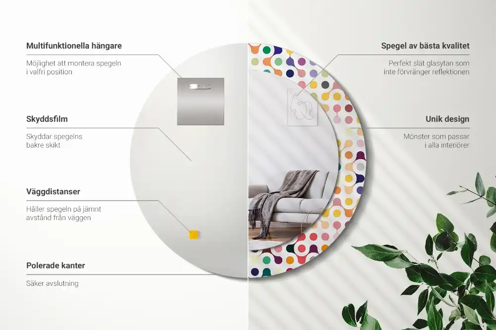 Okroglo stensko okrasno ogledalo Pike pop arta