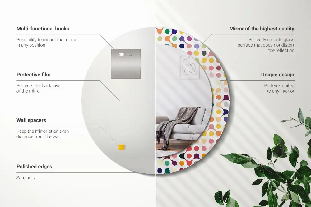 Okroglo stensko okrasno ogledalo Pike pop arta