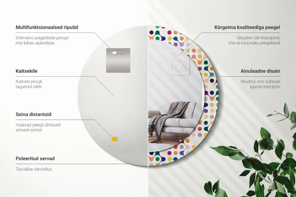 Okroglo stensko okrasno ogledalo Pike pop arta