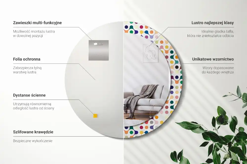 Okroglo stensko okrasno ogledalo Pike pop arta