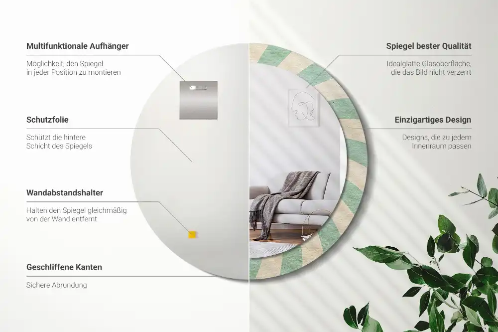 Okroglo okrasno ogledalo Retro pastelni vzorec