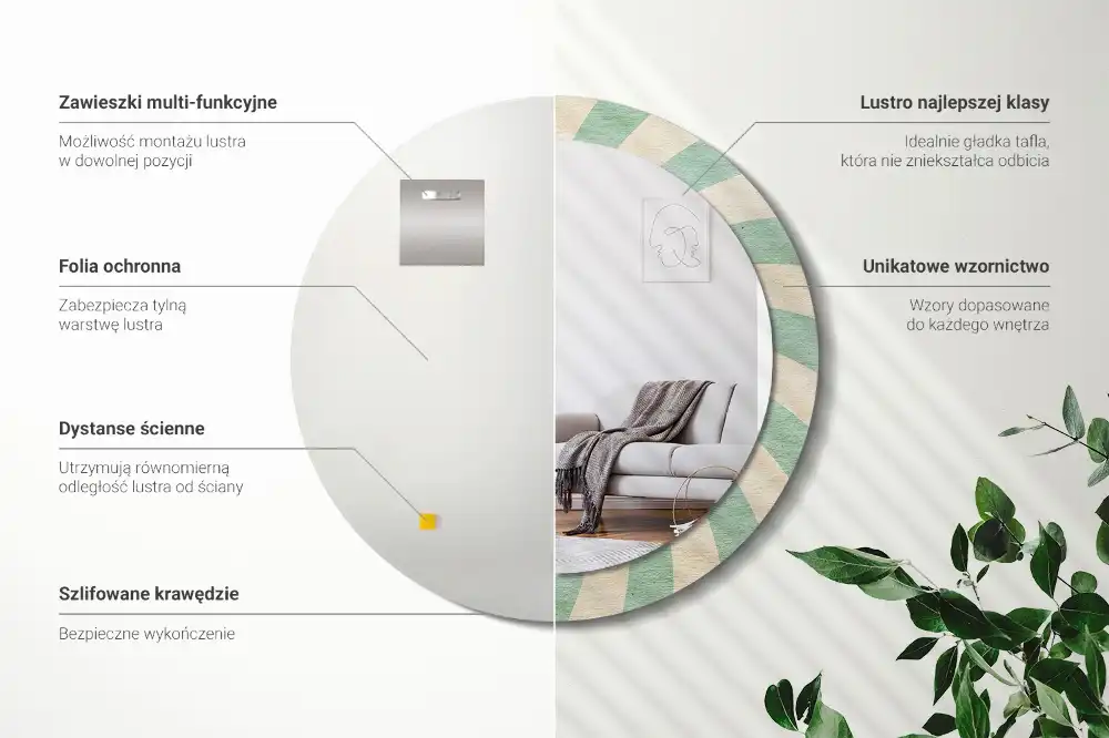 Okroglo okrasno ogledalo Retro pastelni vzorec