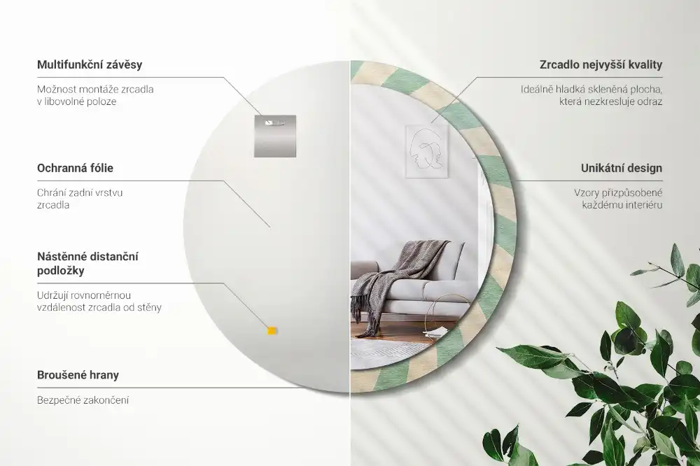 Okroglo okrasno ogledalo Retro pastelni vzorec