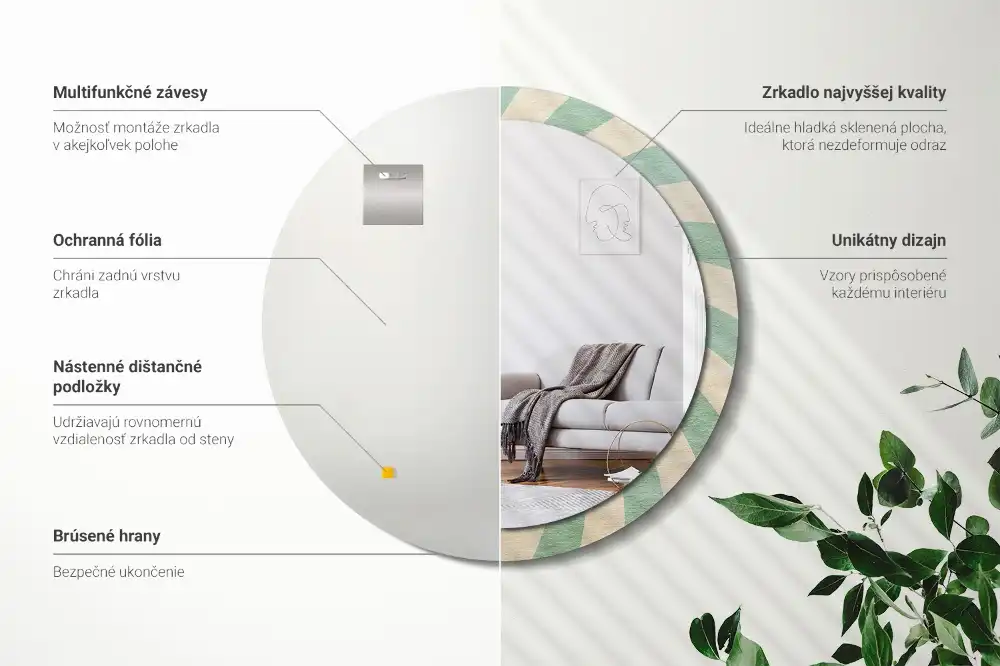 Okroglo okrasno ogledalo Retro pastelni vzorec