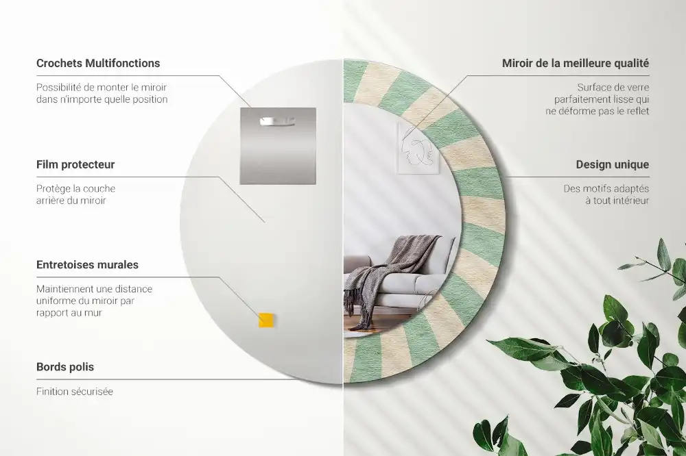 Okroglo okrasno ogledalo Retro pastelni vzorec