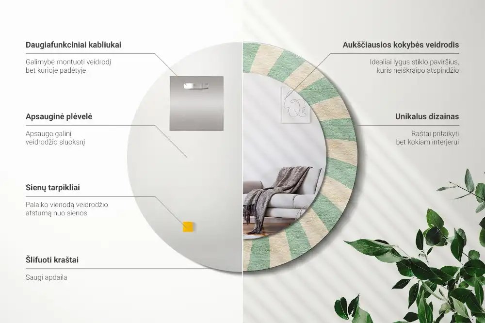 Okroglo okrasno ogledalo Retro pastelni vzorec