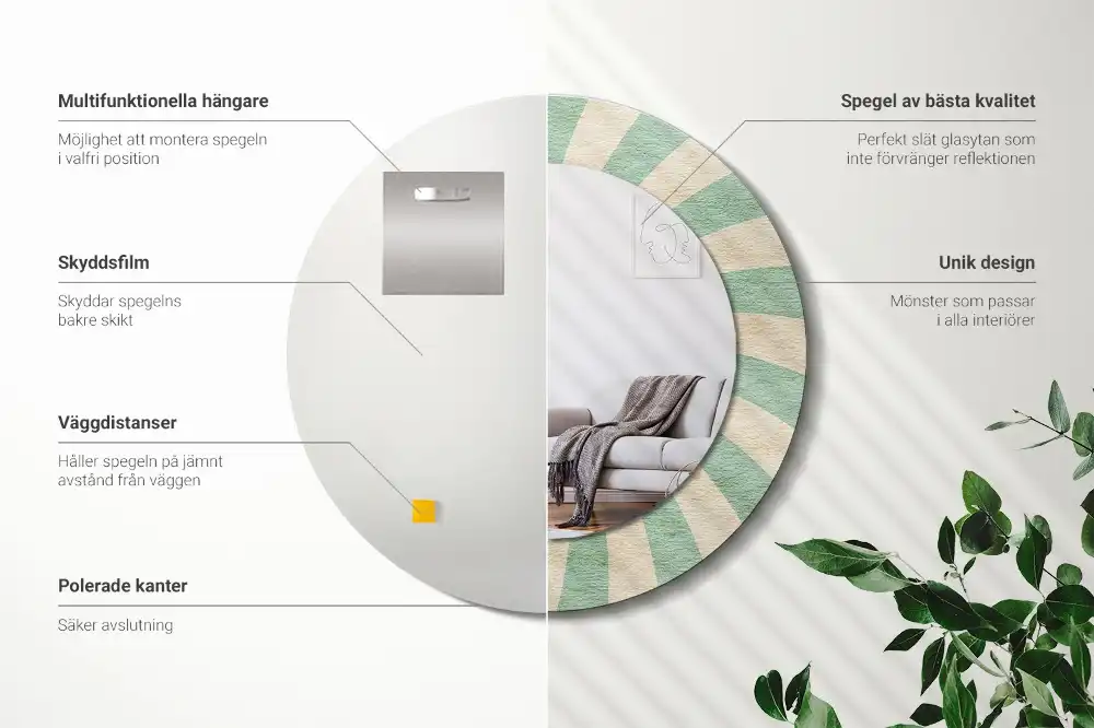 Okroglo okrasno ogledalo Retro pastelni vzorec