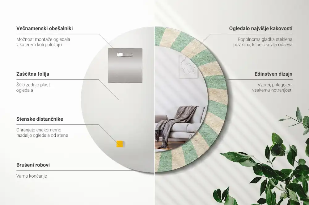 Okroglo okrasno ogledalo Retro pastelni vzorec