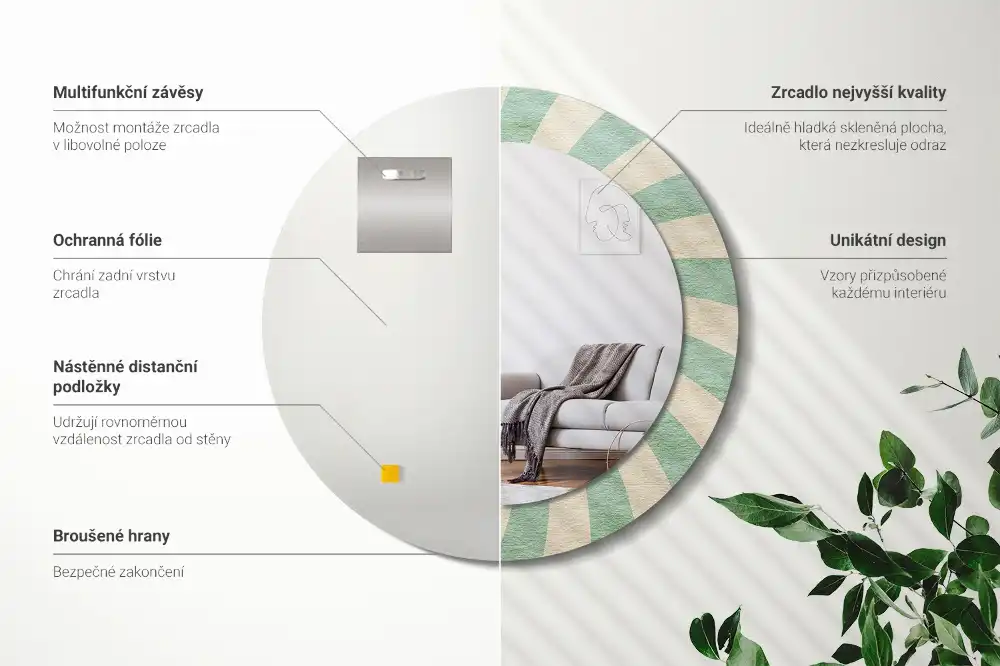 Okroglo okrasno ogledalo Retro pastelni vzorec