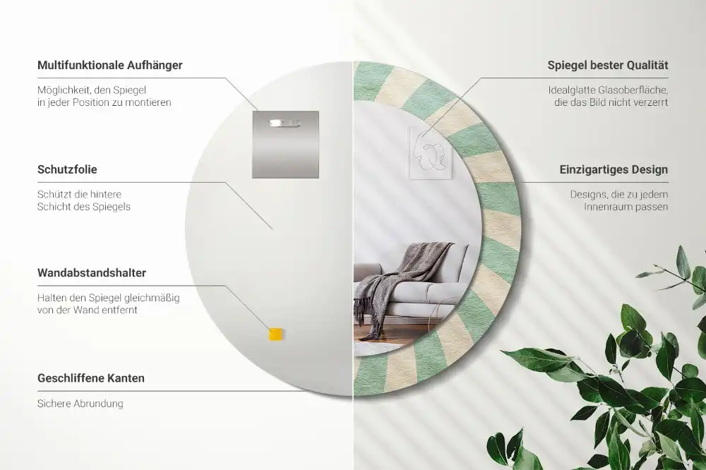 Okroglo okrasno ogledalo Retro pastelni vzorec