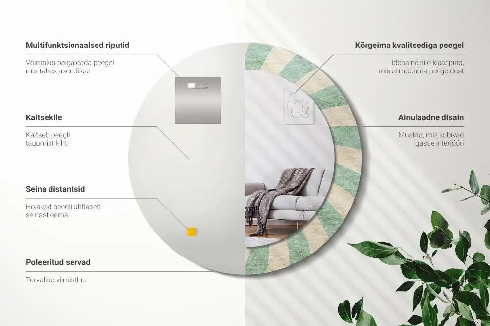 Okroglo okrasno ogledalo Retro pastelni vzorec