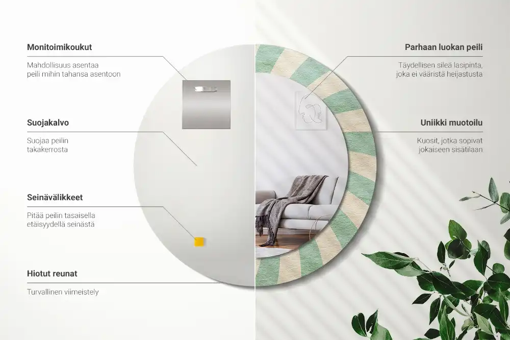 Okroglo okrasno ogledalo Retro pastelni vzorec