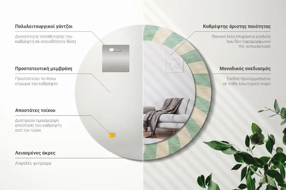 Okroglo okrasno ogledalo Retro pastelni vzorec