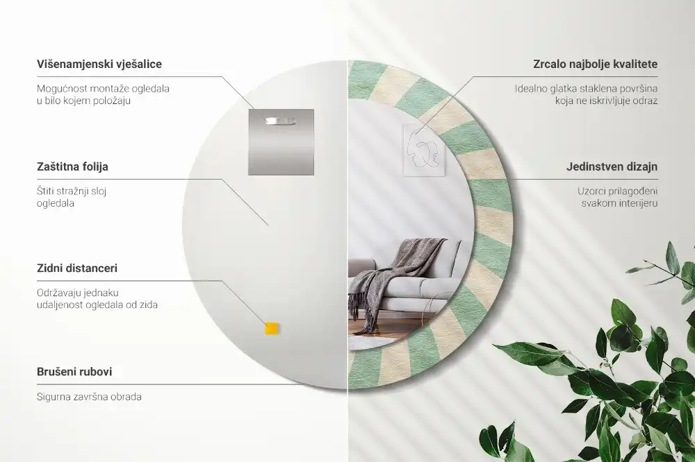 Okroglo okrasno ogledalo Retro pastelni vzorec