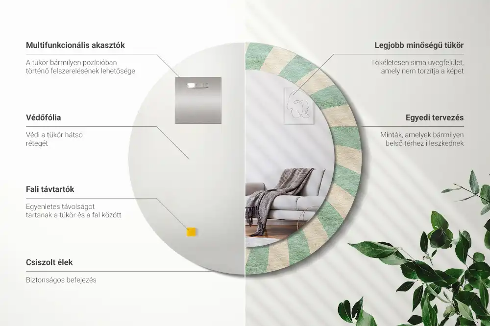 Okroglo okrasno ogledalo Retro pastelni vzorec