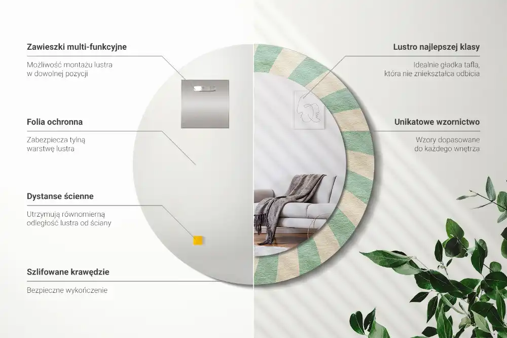 Okroglo okrasno ogledalo Retro pastelni vzorec