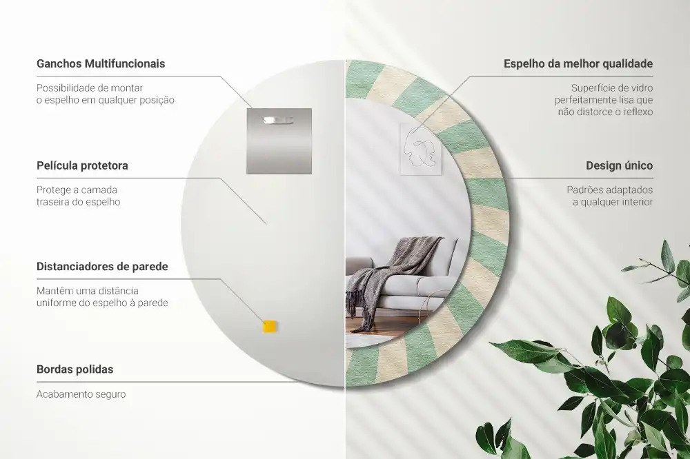 Okroglo okrasno ogledalo Retro pastelni vzorec