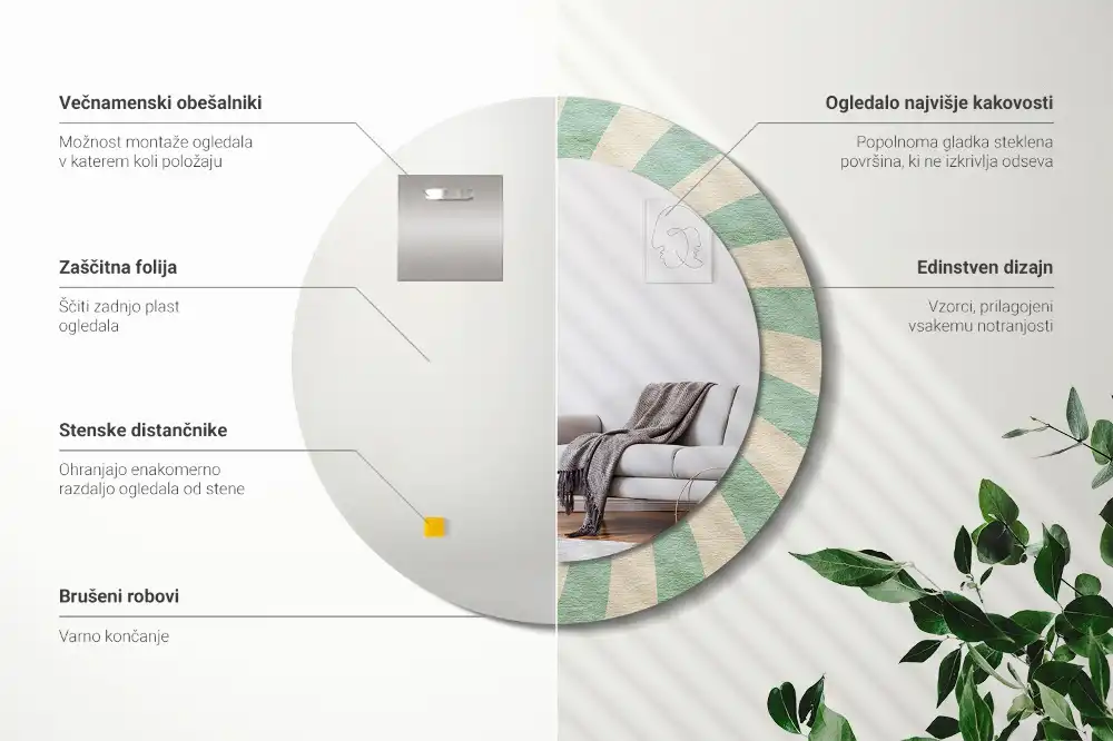 Okroglo okrasno ogledalo Retro pastelni vzorec