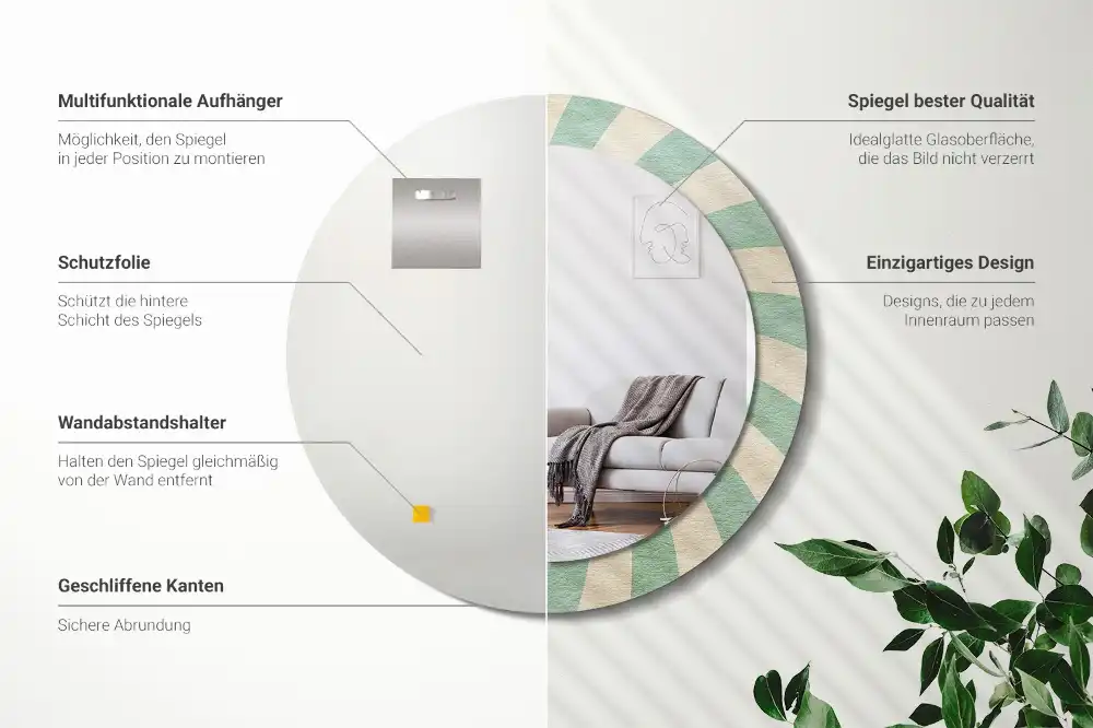 Okroglo okrasno ogledalo Retro pastelni vzorec