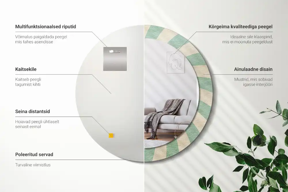 Okroglo okrasno ogledalo Retro pastelni vzorec