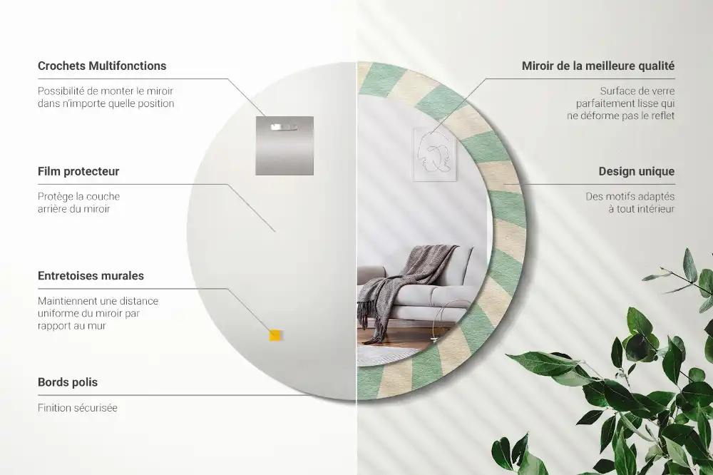 Okroglo okrasno ogledalo Retro pastelni vzorec