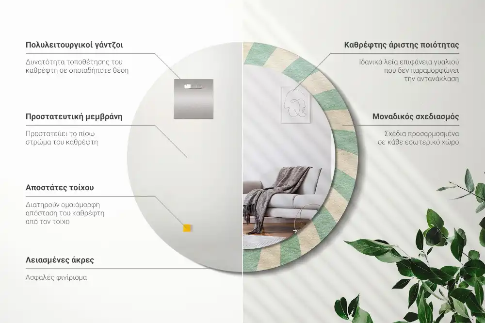 Okroglo okrasno ogledalo Retro pastelni vzorec