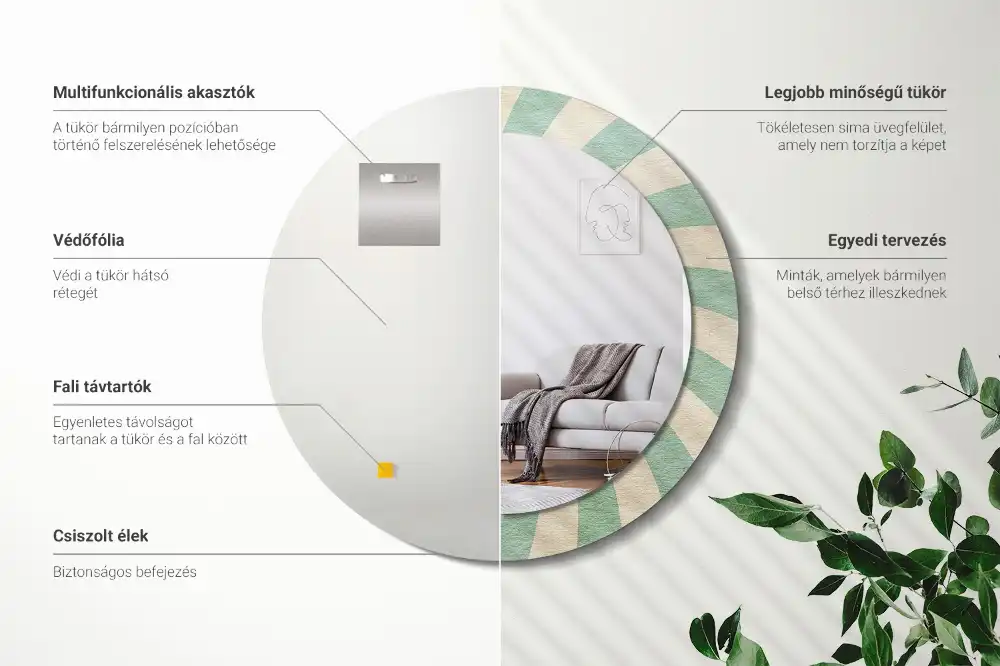 Okroglo okrasno ogledalo Retro pastelni vzorec