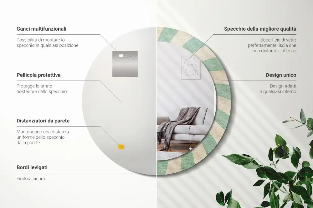 Okroglo okrasno ogledalo Retro pastelni vzorec