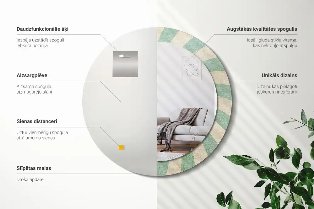 Okroglo okrasno ogledalo Retro pastelni vzorec