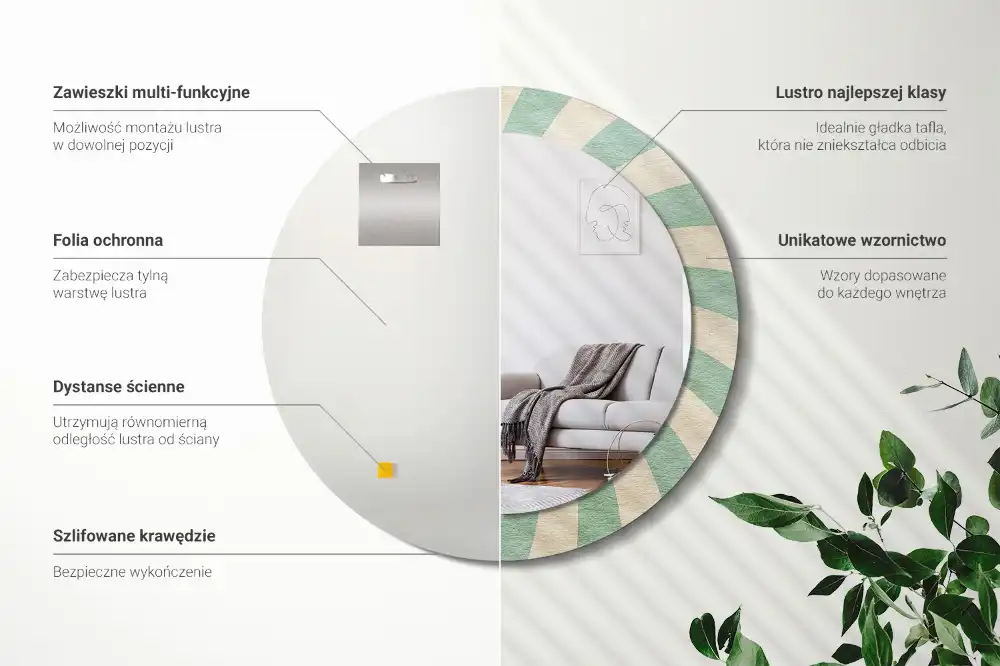 Okroglo okrasno ogledalo Retro pastelni vzorec