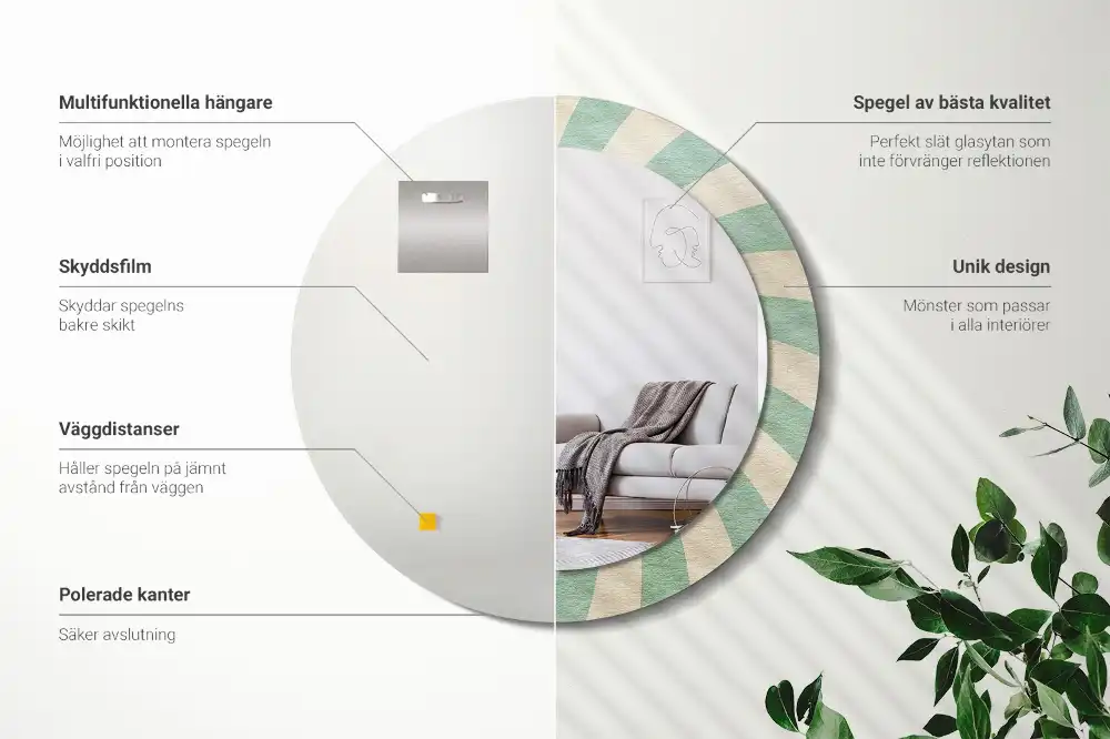 Okroglo okrasno ogledalo Retro pastelni vzorec