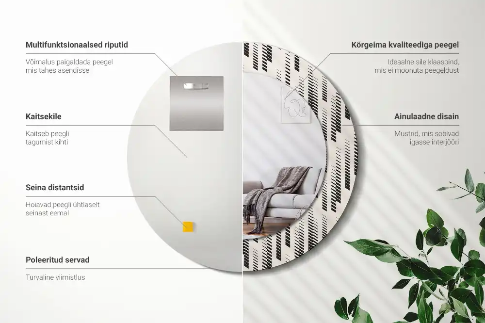 Okroglo stensko okrasno ogledalo Črtasti vzorec