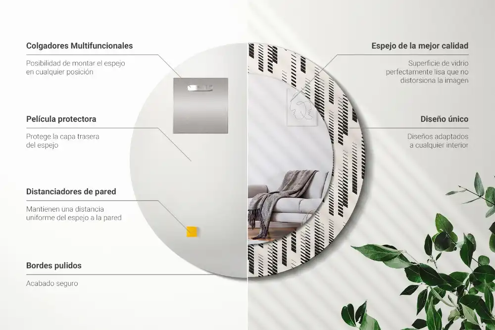 Okroglo stensko okrasno ogledalo Črtasti vzorec