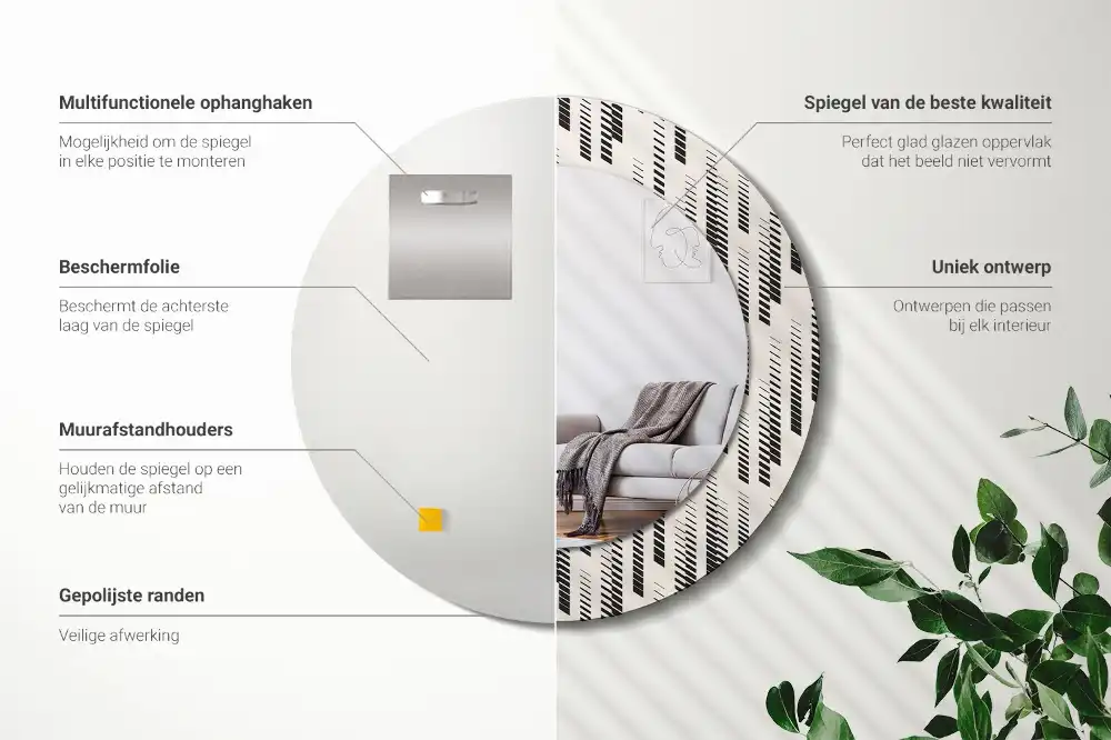 Okroglo stensko okrasno ogledalo Črtasti vzorec