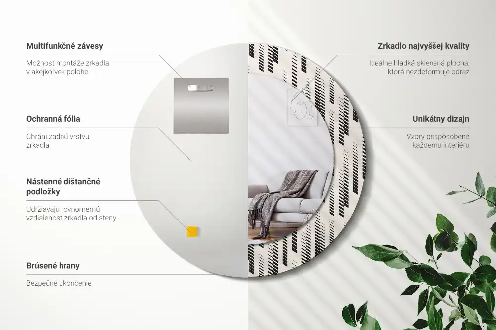 Okroglo stensko okrasno ogledalo Črtasti vzorec