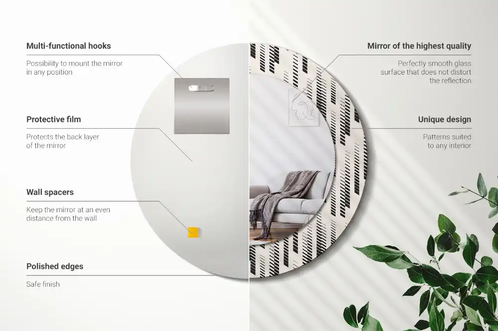 Okroglo stensko okrasno ogledalo Črtasti vzorec