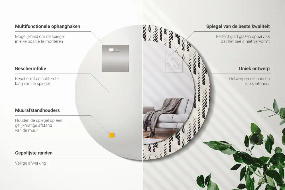 Okroglo stensko okrasno ogledalo Črtasti vzorec