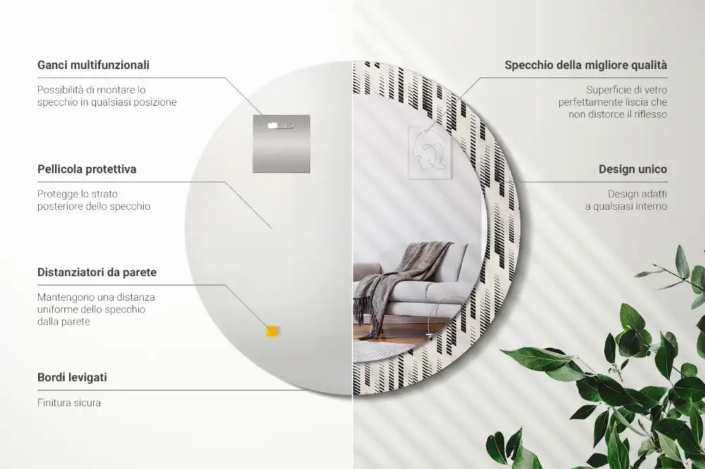 Okroglo stensko okrasno ogledalo Črtasti vzorec