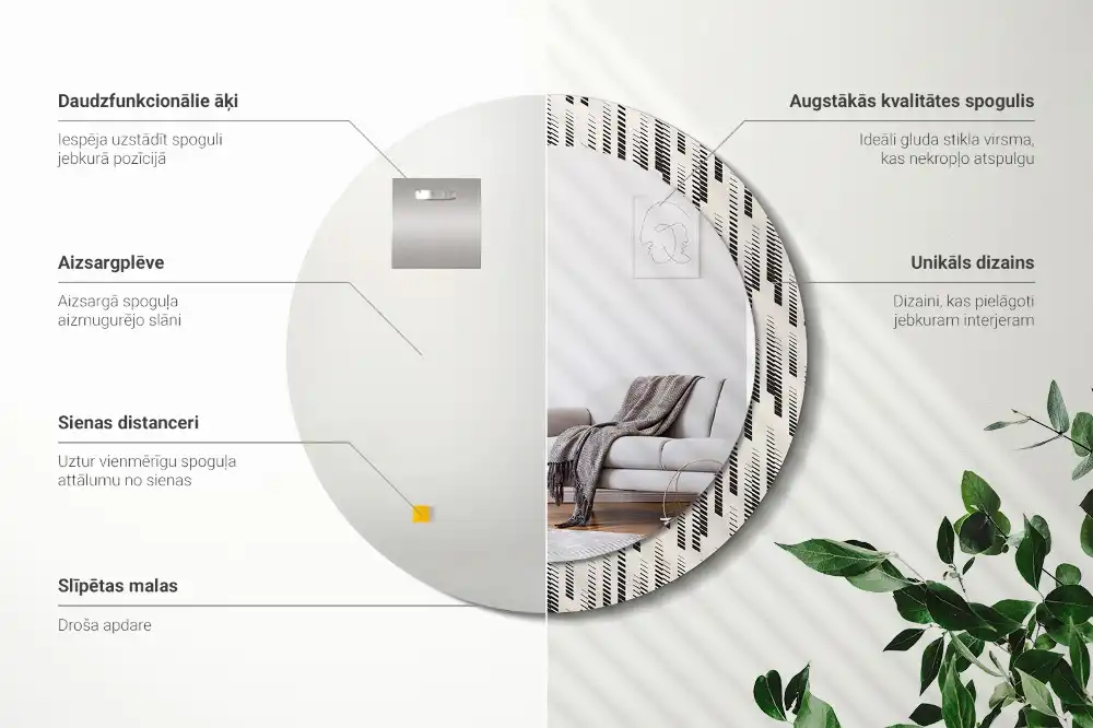 Okroglo stensko okrasno ogledalo Črtasti vzorec