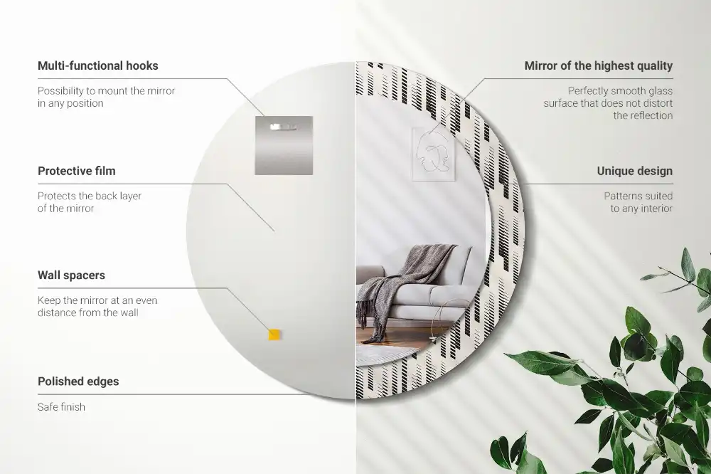 Okroglo stensko okrasno ogledalo Črtasti vzorec