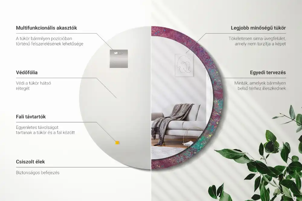 Okroglo okrasno ogledalo Festival barv