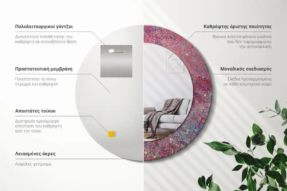 Okroglo okrasno ogledalo Festival barv