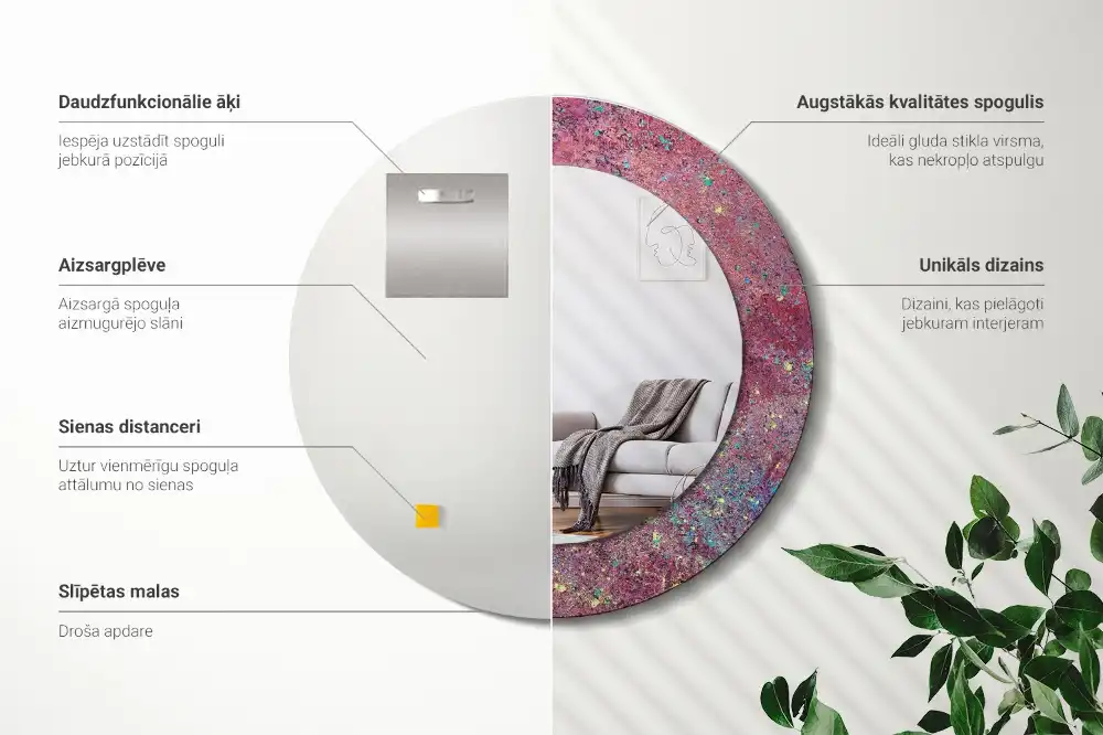 Okroglo okrasno ogledalo Festival barv