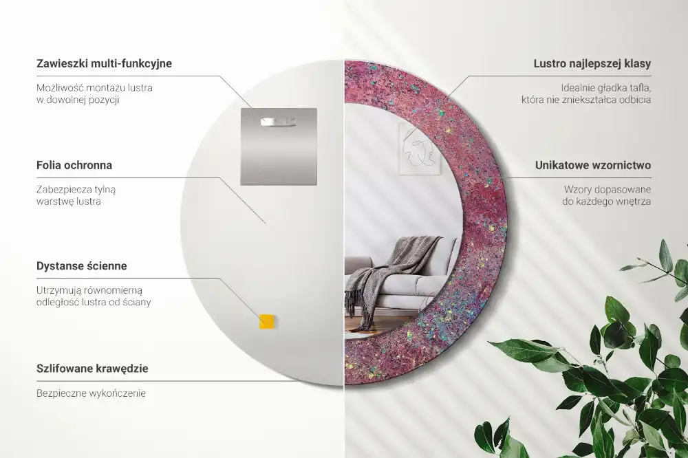 Okroglo okrasno ogledalo Festival barv