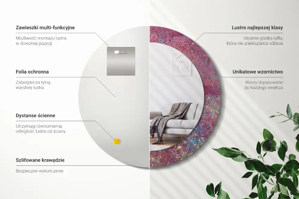 Okroglo okrasno ogledalo Festival barv