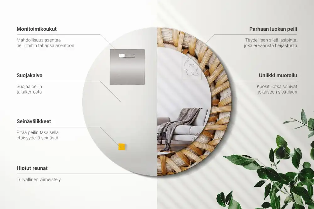 Okroglo okrasno ogledalo Pletenica