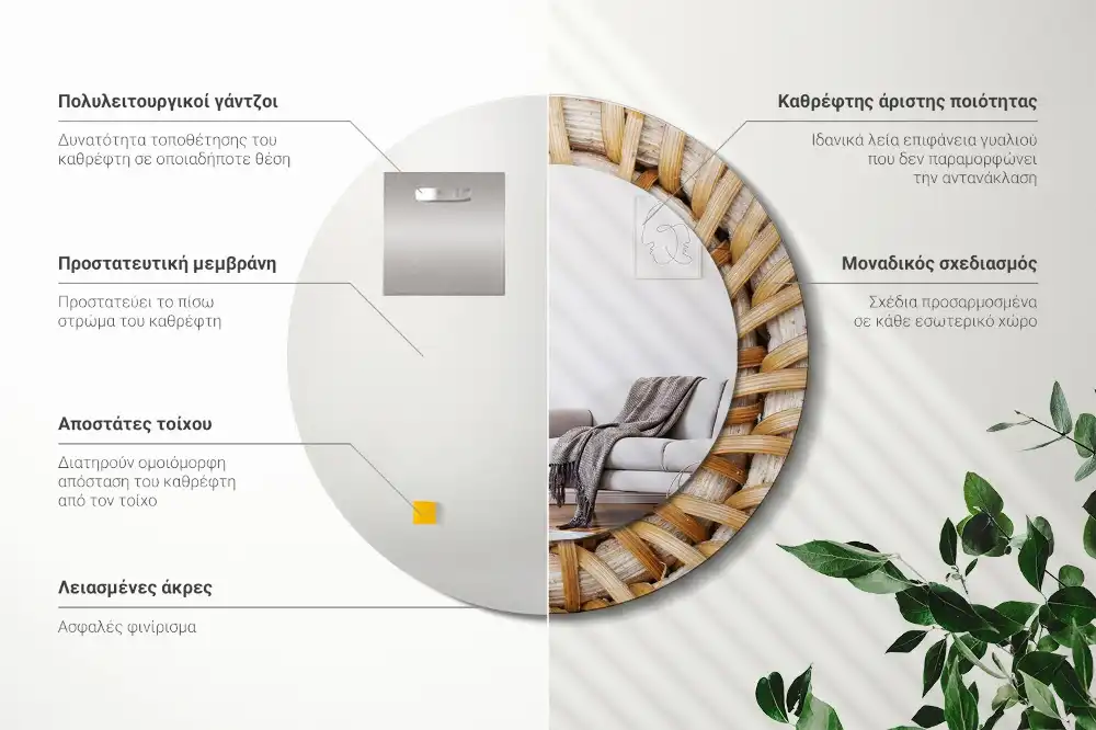 Okroglo okrasno ogledalo Pletenica