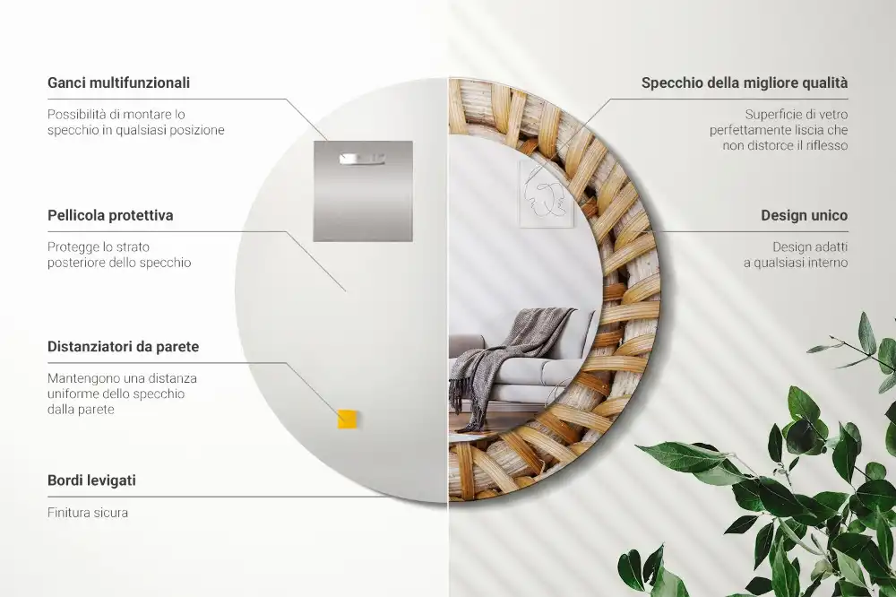 Okroglo okrasno ogledalo Pletenica